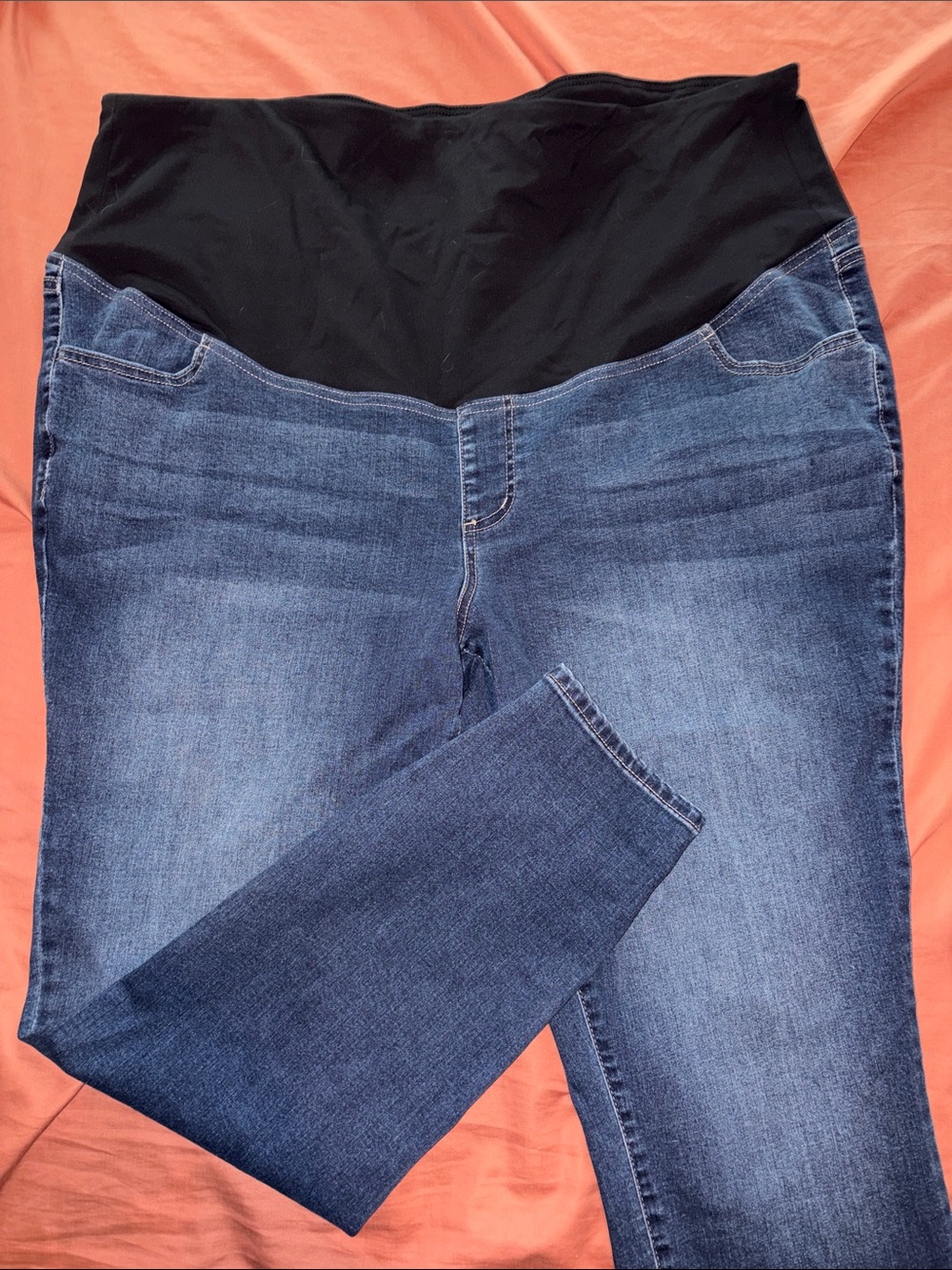 Maurices Dark Blue Denim Maternity Jeggings with gold Stretch Waist